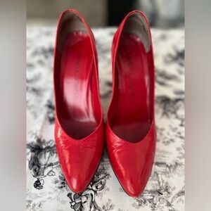 Charles Jourdan Red Patent Pointed-Toe Pumps